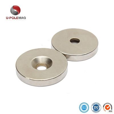 Magnetos de neodimio compuestos de resistencia industrial Magnetos de disco redondo con agujero contrafundido